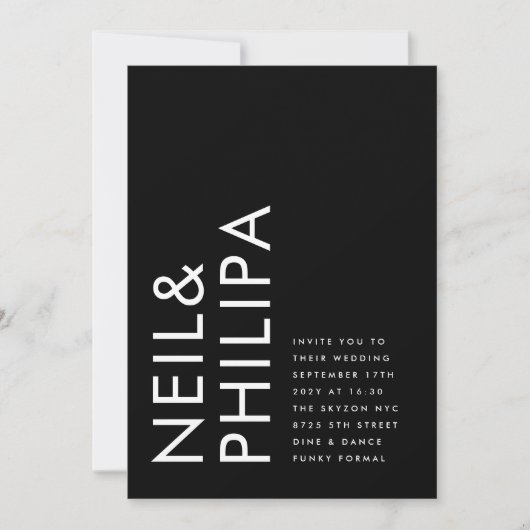 Ultra Moderne Vette Namen QR CODE RSVP Bruiloft Kaart (Voorkant)