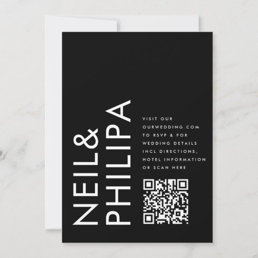 Ultra Moderne Vette Namen QR CODE RSVP Bruiloft Kaart (Achterkant)