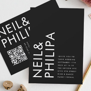 Ultra Moderne Vette Namen QR CODE RSVP Bruiloft Kaart