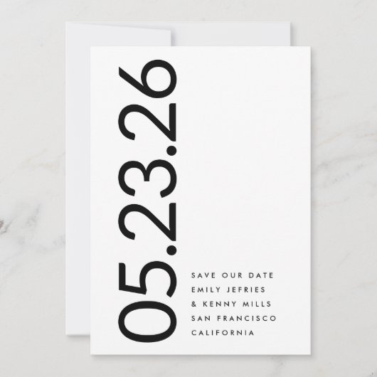 Ultra Moderne Zwart-wit Non-Photo Bold DATE Save The Date (Voorkant)