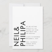 Ultra Moderne Zwart-wit Non-Photo Bold DATE Save The Date (Achterkant)