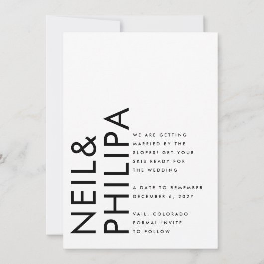 Ultra Moderne Zwart-wit Non-Photo Bold DATE Save The Date (Achterkant)