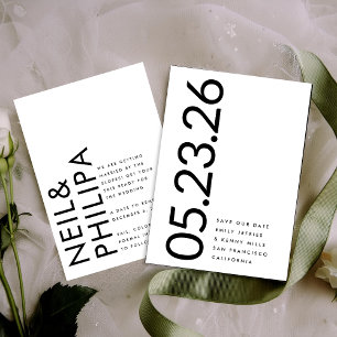 Ultra Moderne Zwart-wit Non-Photo Bold DATE Save The Date