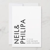 Ultra Moderne Zwart-wit Non-Photo Vetgedrukte name Save The Date (Voorkant)