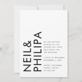 Ultra Moderne Zwart-wit Non-Photo Vetgedrukte name Save The Date (Achterkant)