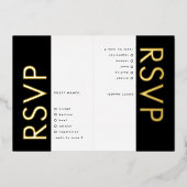 Ultra Moderne zwarte namen 2 x RSVP GOLD Folie Uitnodiging (Voorkant)