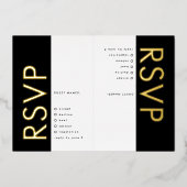 Ultra Moderne zwarte namen 2 x RSVP GOLD Folie Uitnodiging (Voorkant)