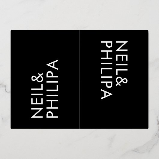 Ultra Moderne zwarte namen 2 x RSVP GOLD Folie Uitnodiging (Achterkant)