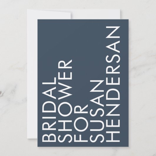 Ultra Navy Blue Modern Custom Name Bridal Kaart (Achterkant)