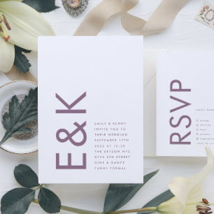 Ultra Paars en White Modern Bold Big Monogram Kaart