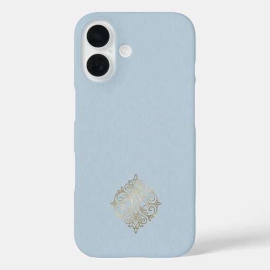 Ultra Premium Poederblauw & Geborsteld Goud Minima Case-Mate iPhone Case (Achterkant)