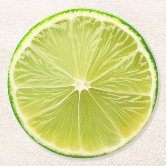 Ultra Realisme Limoen Slice Drank Coaster Ronde Kartonnen Onderzetter (Voorkant)