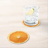 Ultra Realisme Oranje Slice Beverage Coaster Ronde Kartonnen Onderzetter (Insitu)