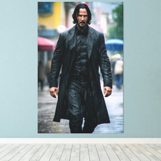 Ultra Realistic illustration of Keanu Reeves Canvas Afdruk (Insitu (Houten vloer))