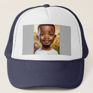 Ultra-realistische baby Jamie Foxx-cartoon met gro Trucker Pet