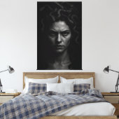 Ultra-realistische zwart-wit Medusa Headshot Canvas Afdruk (Insitu (Slaapkamer))