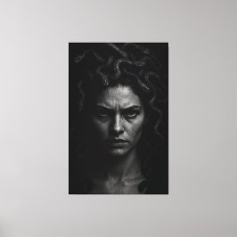 Ultra-realistische zwart-wit Medusa Headshot Canvas Afdruk