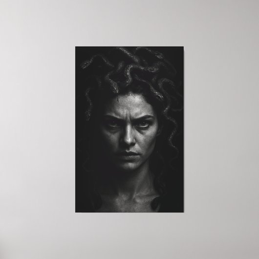 Ultra-realistische zwart-wit Medusa Headshot Canvas Afdruk (Voorkant)