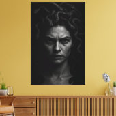 Ultra-realistische zwart-wit Medusa Headshot Canvas Afdruk (Insitu (Woonkamer))