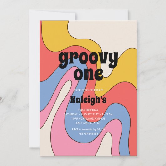 Ultra-Retro Groovy One 70's Style Birthday Kaart (Voorkant)