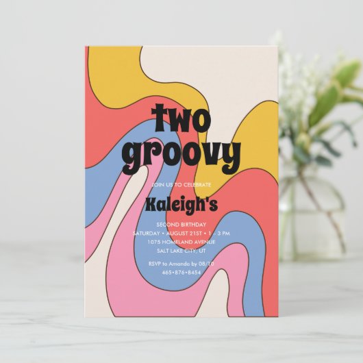 Ultra-Retro Two Groovy 70's Style Birthday Kaart (Staand voorkant)