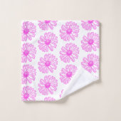 Ultra-roze Daisy Flower Print, Hippie Floral Bad Handdoek (Wasdoekje)