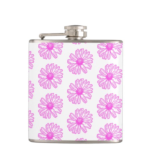 Ultra-roze Daisy Flower Print, Hippie Floral Heupfles (Voorkant)