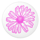 Ultra-roze Daisy Flower Print, Hippie Floral Keramische Knop (Voorkant)