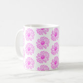 Ultra-roze Daisy Flower Print, Hippie Floral Koffiemok (Voorkant links)
