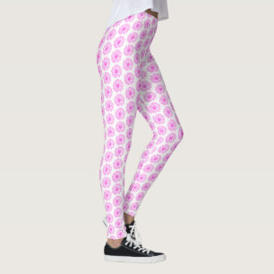 Ultra-roze Daisy Flower Print, Hippie Floral Leggings