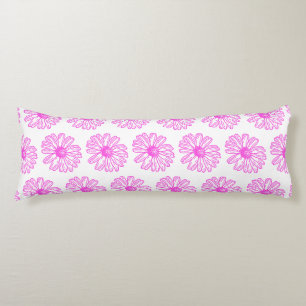Ultra-roze Daisy Flower Print, Hippie Floral Lichaamskussen
