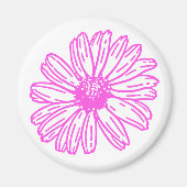 Ultra-roze Daisy Flower Print, Hippie Floral Magneet (Voorkant)