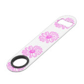Ultra-roze Daisy Flower Print, Hippie Floral Speed Flessenopener (Voorkant Gekanteld)
