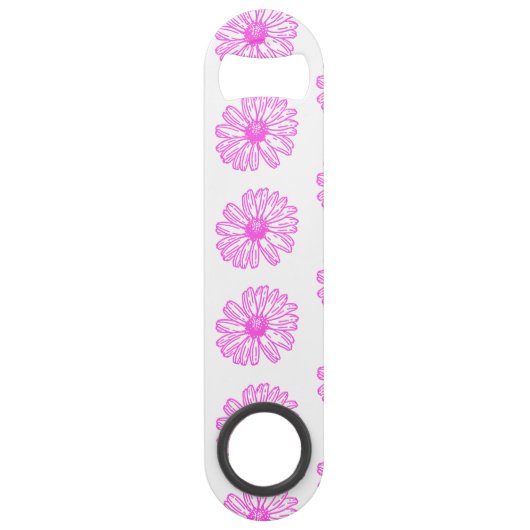 Ultra-roze Daisy Flower Print, Hippie Floral Speed Flessenopener (Achterkant)