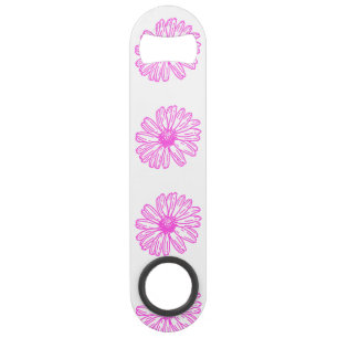 Ultra-roze Daisy Flower Print, Hippie Floral Speed Flessenopener