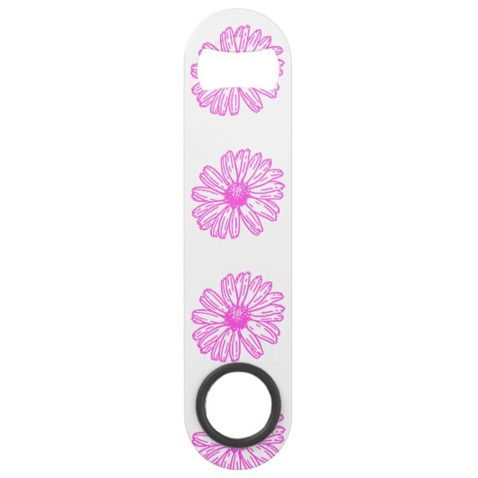 Ultra-roze Daisy Flower Print, Hippie Floral Speed Flessenopener (Voorkant)