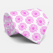Ultra-roze Daisy Flower Print, Hippie Floral Stropdas (Opgerold)