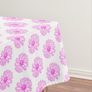 Ultra-roze Daisy Flower Print, Hippie Floral Tafelkleed