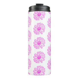 Ultra-roze Daisy Flower Print, Hippie Floral Thermosbeker