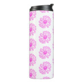 Ultra-roze Daisy Flower Print, Hippie Floral Thermosbeker (Gedraaid links)