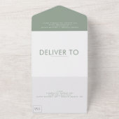 Ultra Sage Green Bold Big Monogram Simple Weddensc All In One Uitnodiging (Buitenkant)