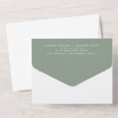 Ultra Sage Green Bold Big Monogram Simple Weddensc All In One Uitnodiging (Achterkant)