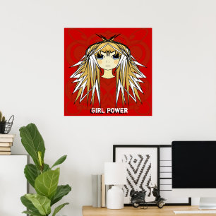 Ultra Schattig Anime Blondine Lang Haar Meisje Kra Poster