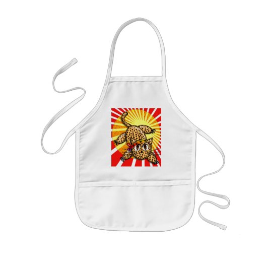 Ultra Schattige Anime Luipaard Kitty Regenboog Hoo Kinder Schort (Voorkant)
