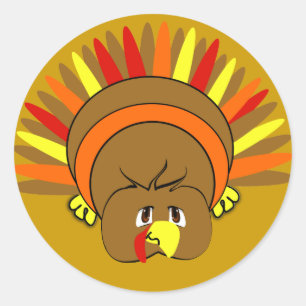 Ultra schattige Cartoon #Thanksgiving #Turkey #Sti Ronde Sticker