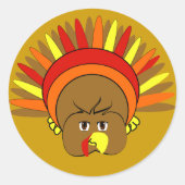 Ultra schattige Cartoon #Thanksgiving #Turkey #Sti Ronde Sticker (Voorkant)
