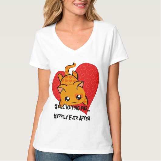 Ultra Schattige Kawaii Anti Valentijn Kat T-shirt (Voorkant)