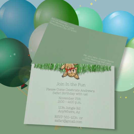 Ultra Schattigee Safari Leopard verjaardagsuitnodi Uitnodiging Briefkaart