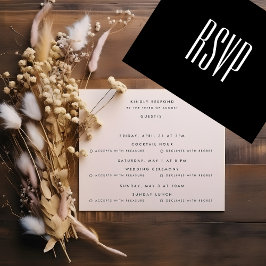 Ultra Simple Modern Minimalistische B&W multi-even RSVP Kaartje