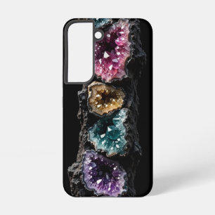Ultra Smalle Kristal Geode Toren - Goud Teal Magen Samsung Galaxy Hoesje